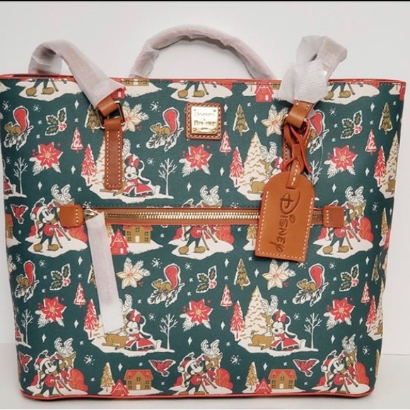 2022 Disney Parks Mickey and Minnie Mouse Christmas Dooney & Bourke Tote Bag